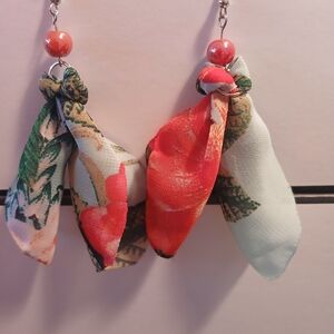 Chic Floral Fabric Earrings with Red and Green Accents